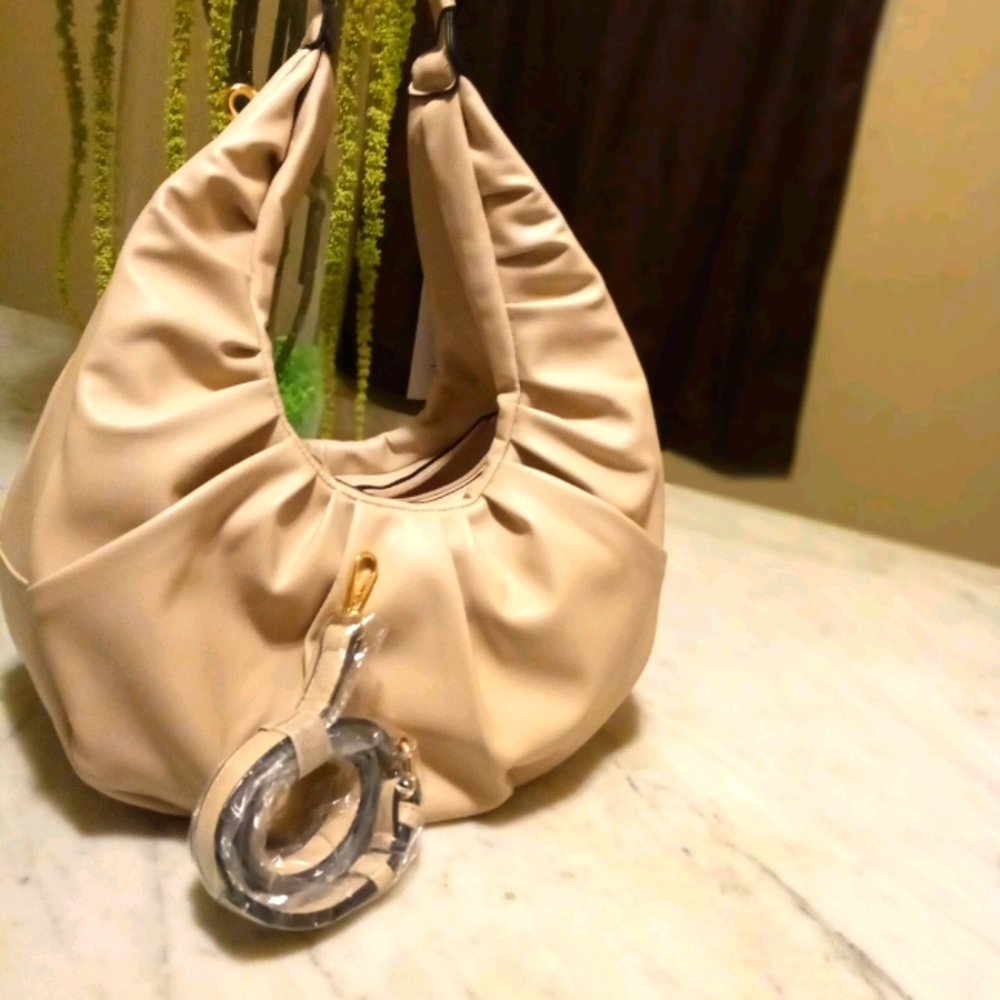 Cream color shoulder purse
